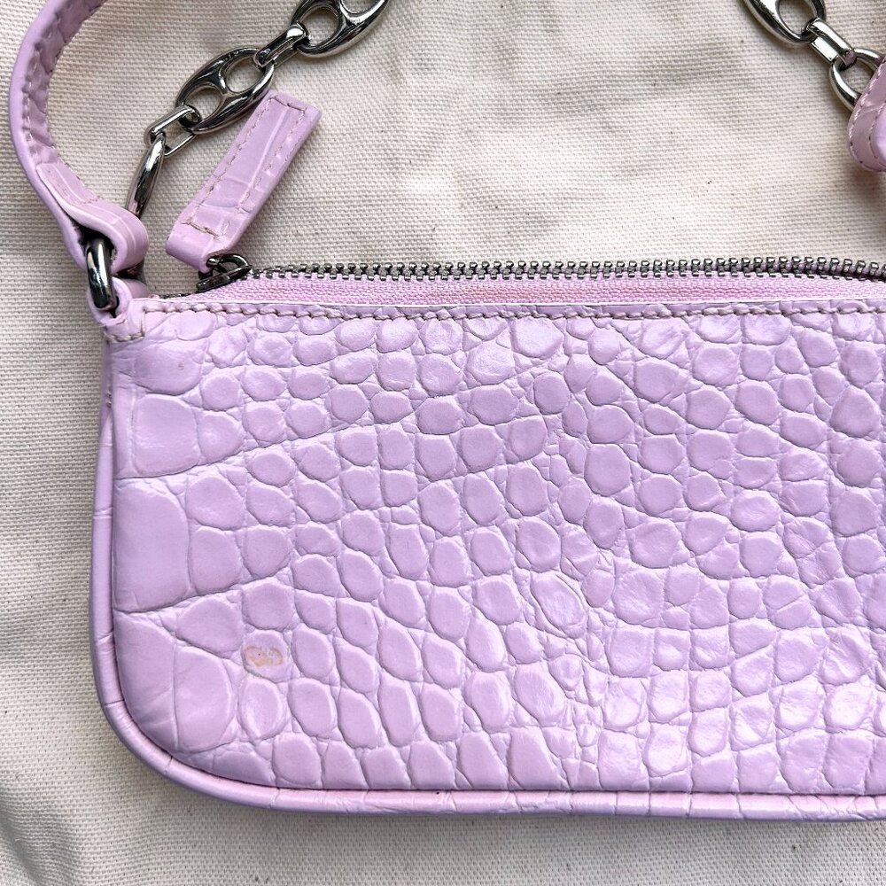 BY FAR Mini Rachel Croc-Effect Leather Bag in Pink - Picture 7 of 8